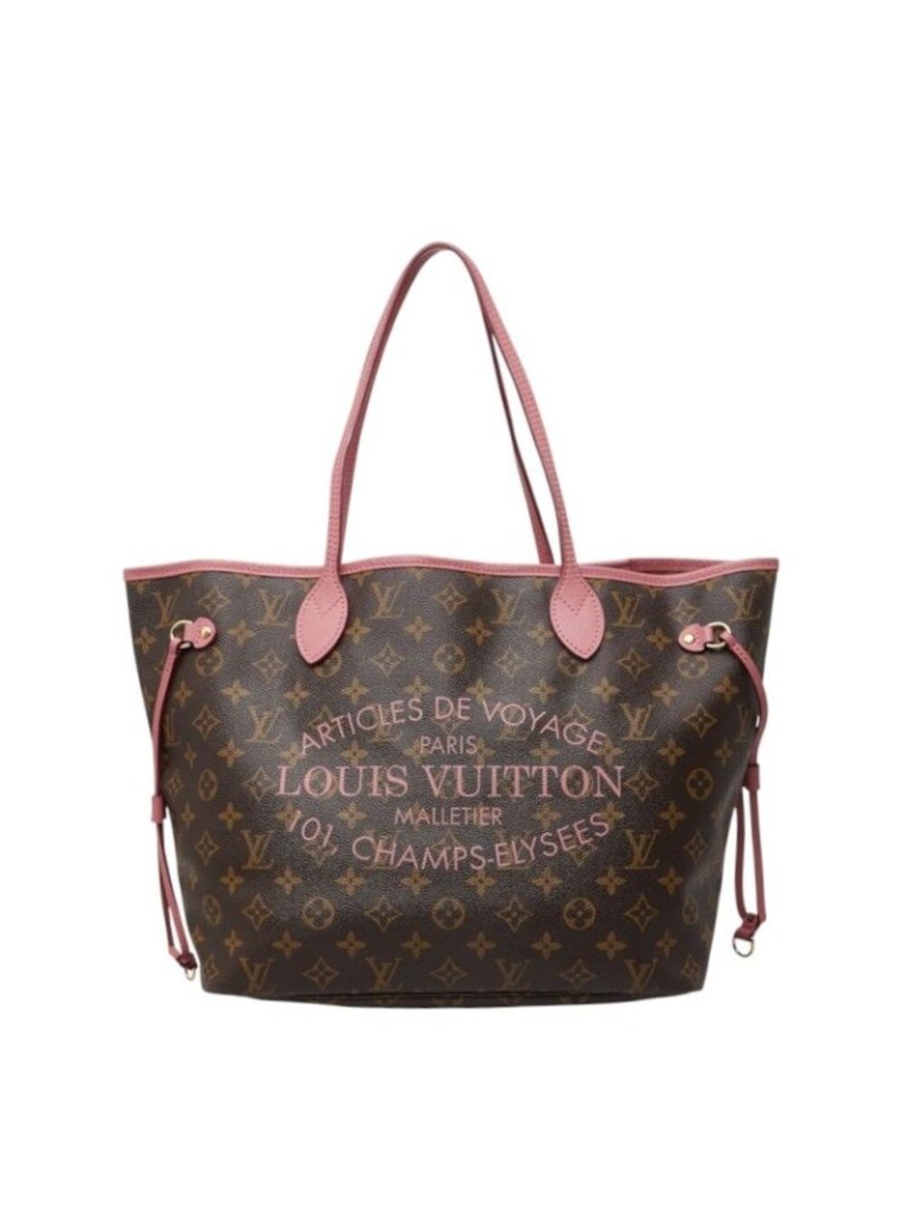 Louis Vuitton Ikat Flower Monogram Neverfull MM Tote Shoulder Bag Brown Rose